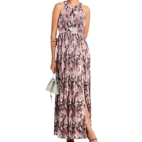 Eliza J Pink and Black Floral Maxi Dress - Picture 1 of 11